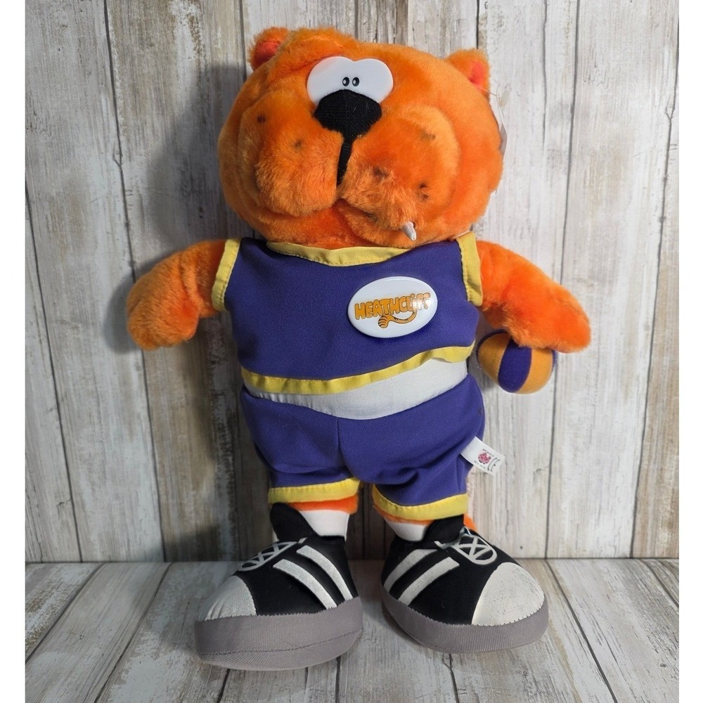1998 Heathcliff All Star Plush Toy Orange Cat Basketball Player Outfit - Picture 2 of 10